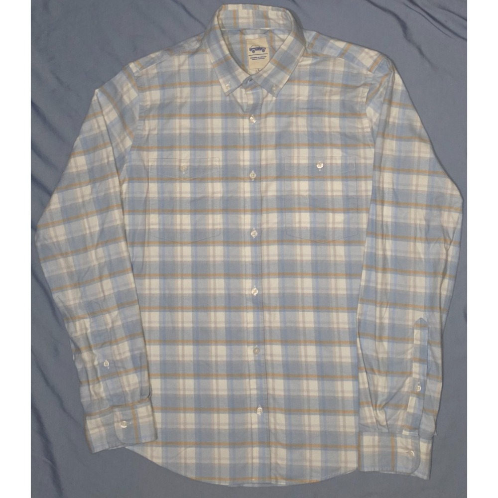Mugsy Shirt Mens Large Blue Plaid Flannel Long Sleeve Button Down Soft Pockets